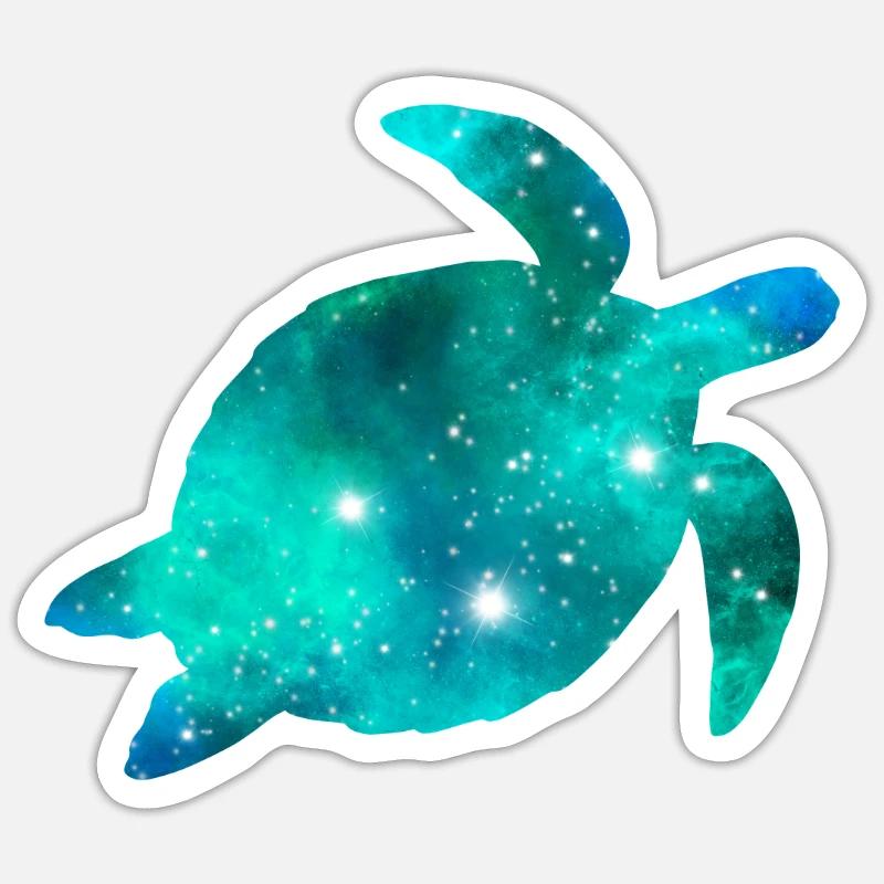 Galaxy Turtle - Sticker Größe S (10 x 10 cm) - Mattweiß