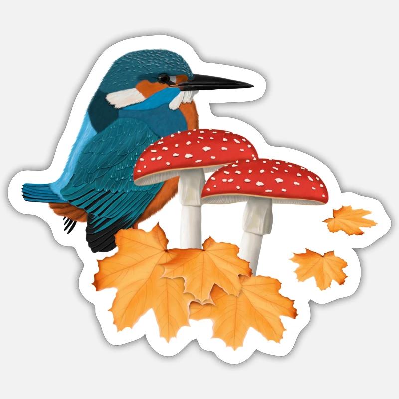 Eisvogel Herbst Vogel Vogelbeobachter Halloween - Sticker Größe S (10 x 10 cm) - Mattweiß