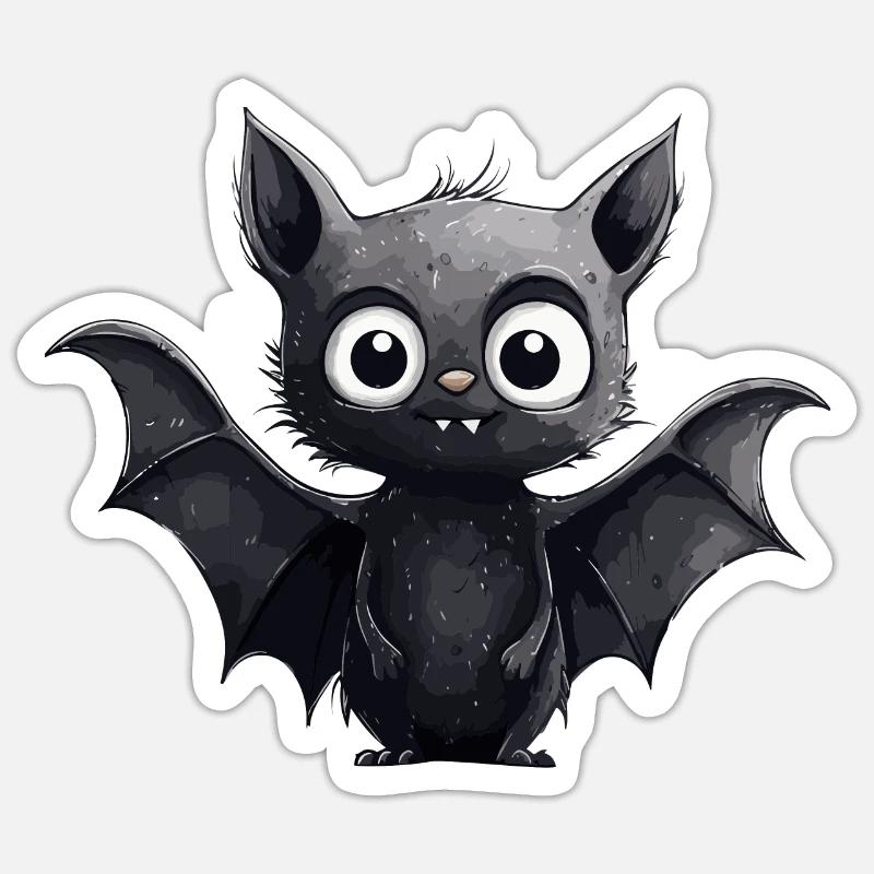 Drôle de conception de chauve-souris - Sticker taille S (10 x 10 cm) - blanc mat
