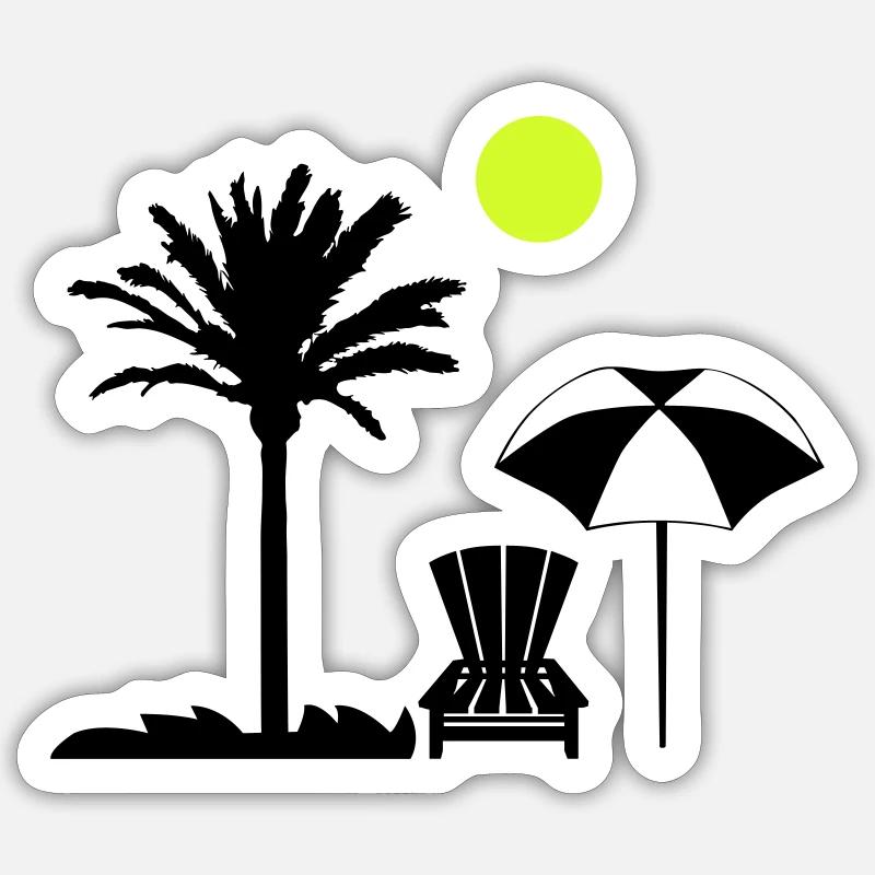 palme liegestuhl - Sticker Größe S (10 x 10 cm) - Mattweiß