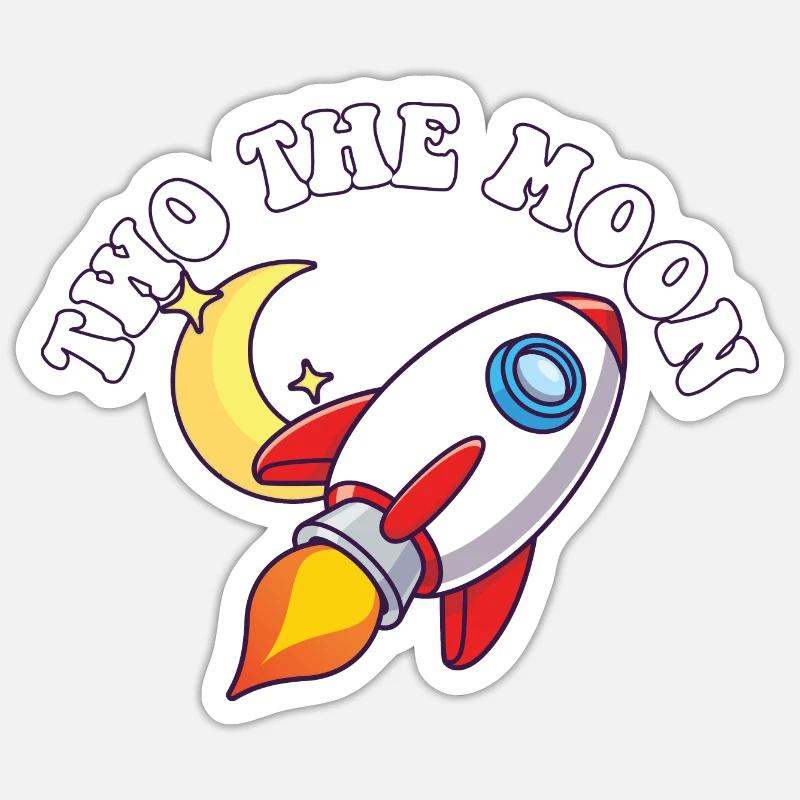 Astronaut Two The Moon Outer Space 2nd Birthday Sticker Größe S (10 x 10 cm)