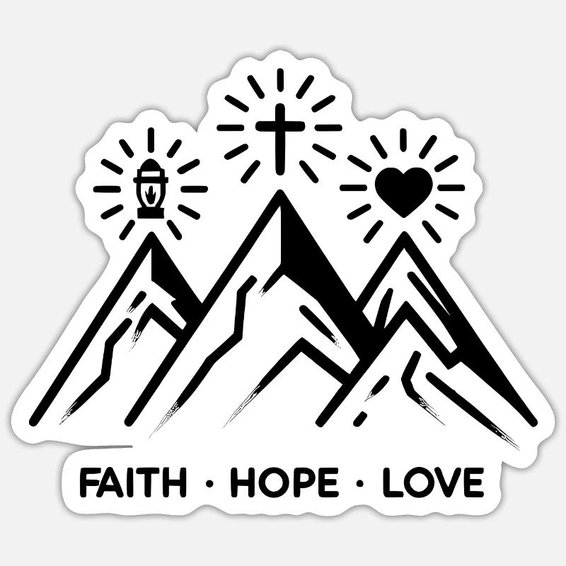 Glaube, Hoffnung, Liebe, - Sticker Größe S (10 x 10 cm) - Mattweiß