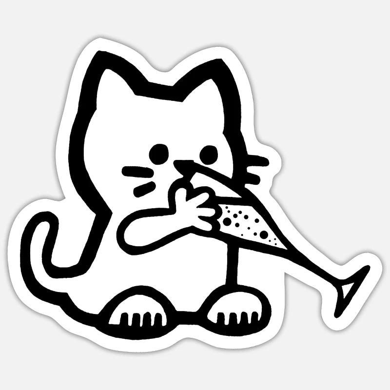 Das Kätzchen hat Durst Sticker Größe S (10 x 10 cm)