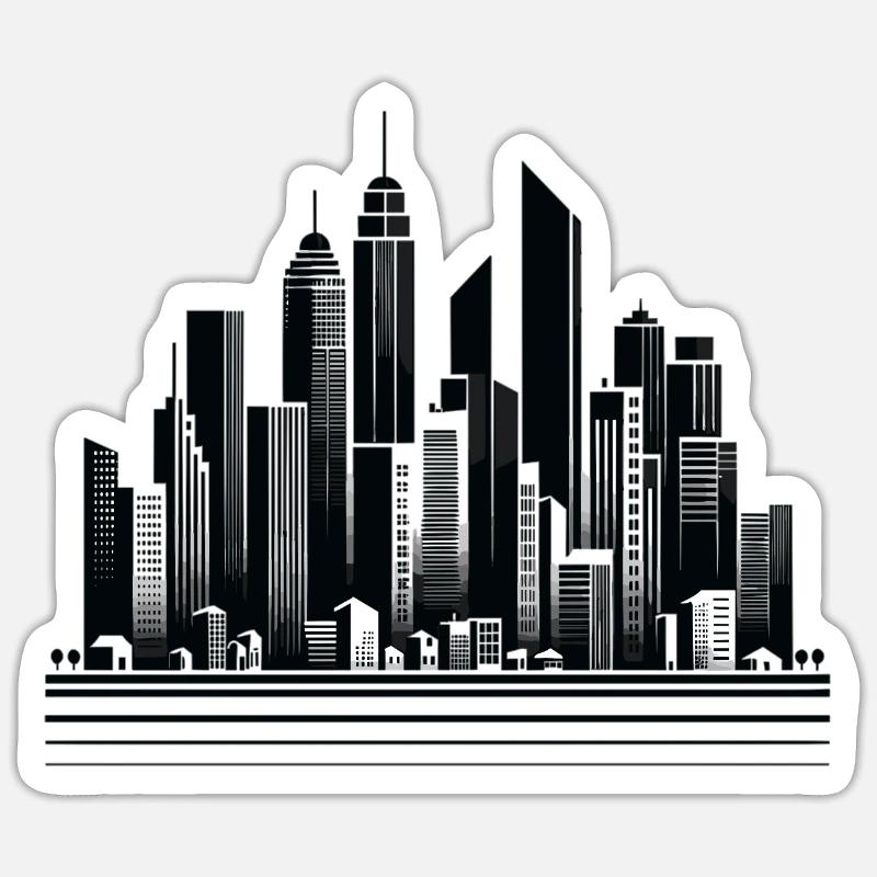 Minimalist skyline - Sticker size S (10 x 10 cm) - white matte