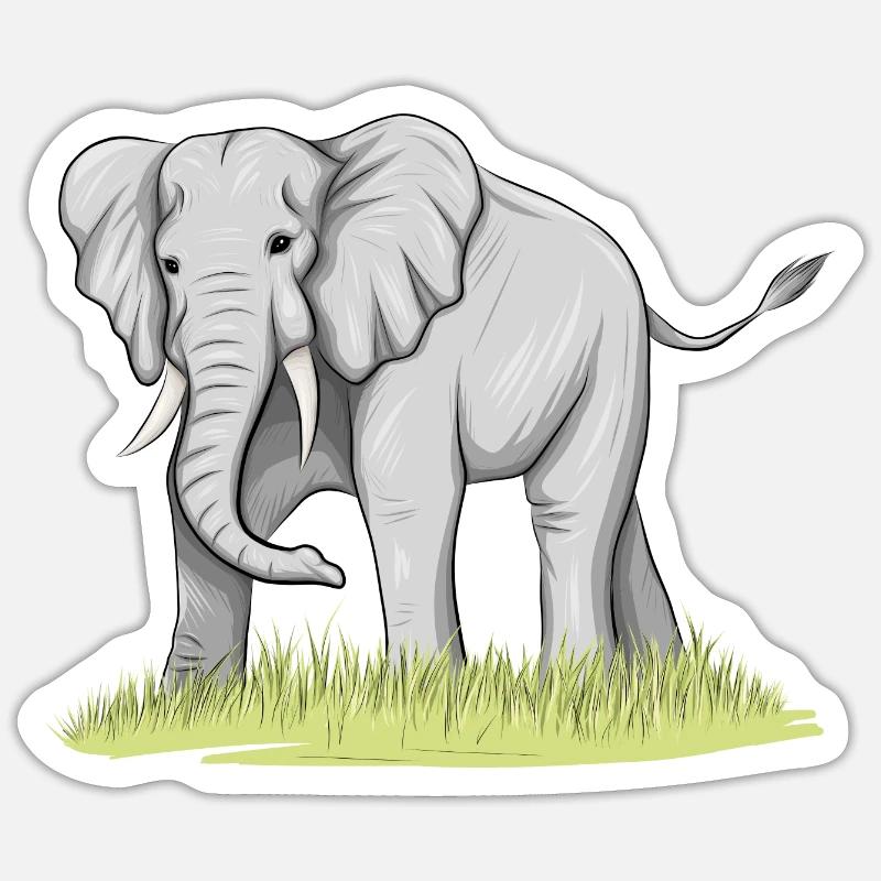 Éléphant - Sticker taille S (10 x 10 cm) - blanc mat