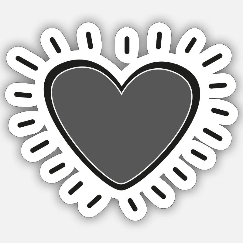 Herz mit Glow - Sticker Größe S (10 x 10 cm) - Mattweiß