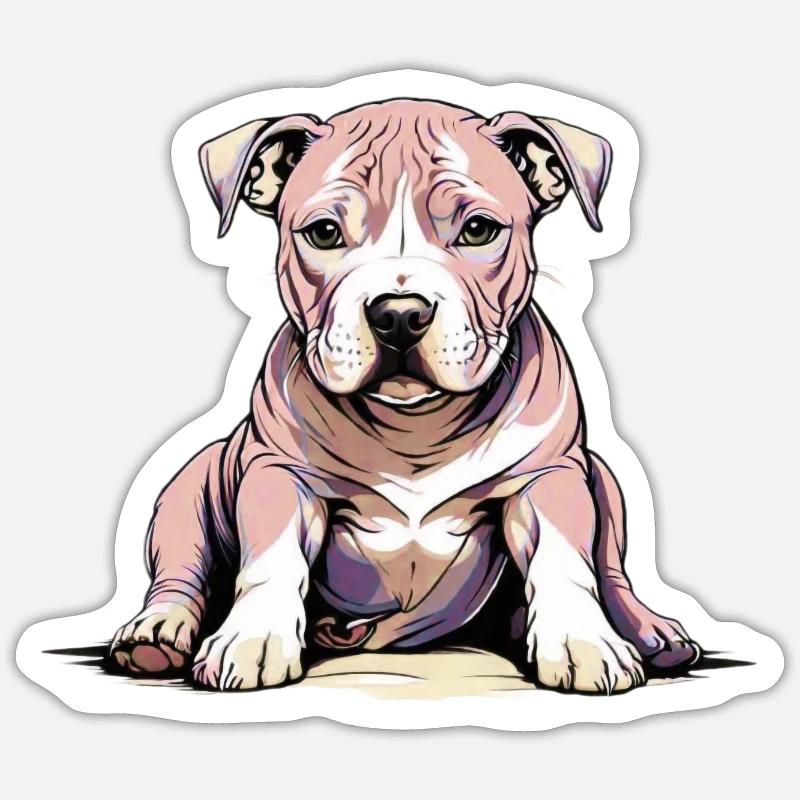 Chiot Pitbul Sticker taille S (10 x 10 cm)