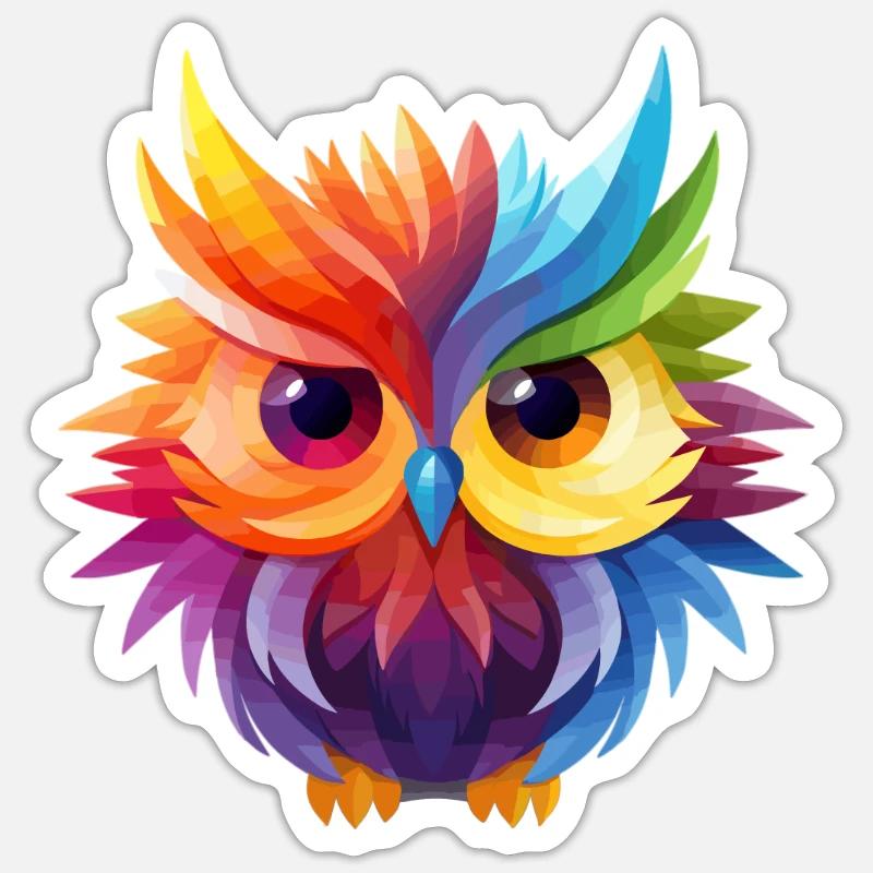 Cooles buntes Eulen Design Sticker Größe S (10 x 10 cm)