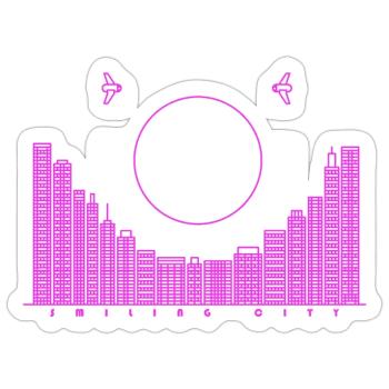 SmilingCity - lila Version - Sticker Größe S (10 x 10 cm) - Mattweiß - Vorne