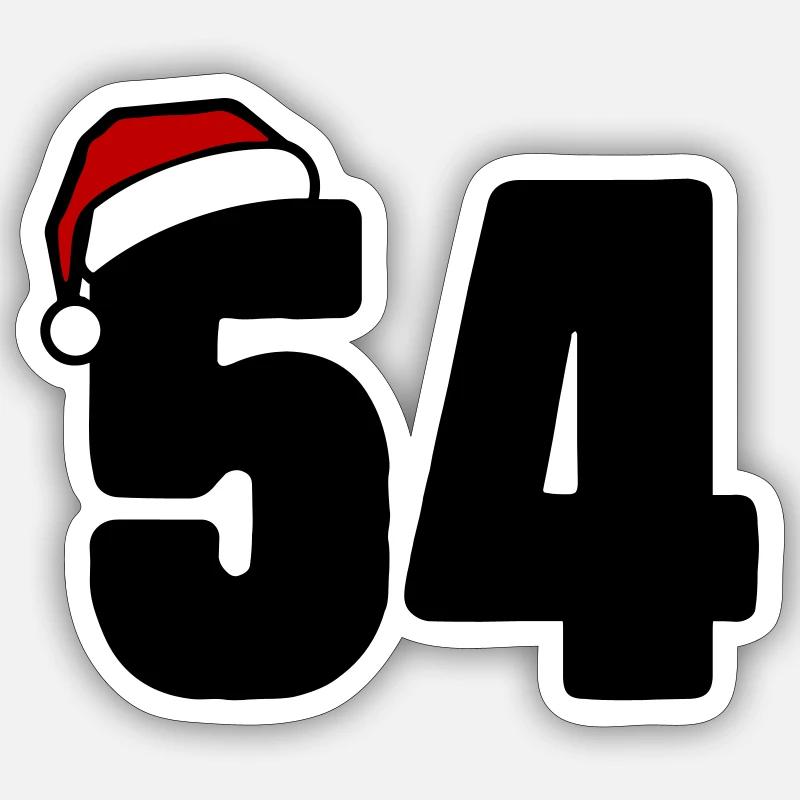 54 Numéro Noël - Sticker taille S (10 x 10 cm) - blanc mat