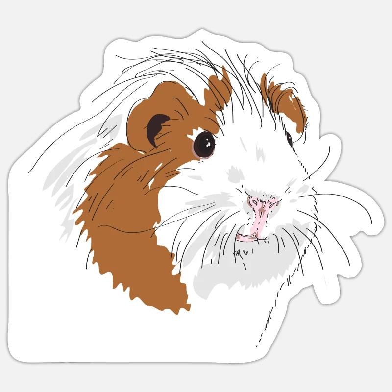 Meerschweinchen - Sticker Größe S (10 x 10 cm) - Mattweiß