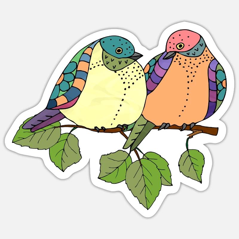 Oiseaux - Sticker taille S (10 x 10 cm) - blanc mat