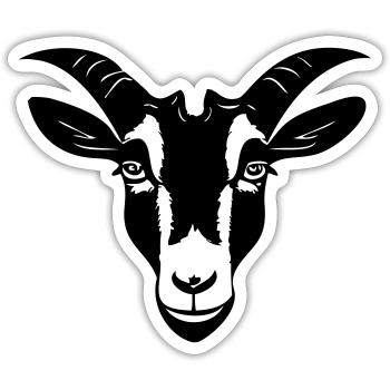 Goat in Black and White Cartoon Drawing Style - Sticker size S (10 x 10 cm) - white matte - Front