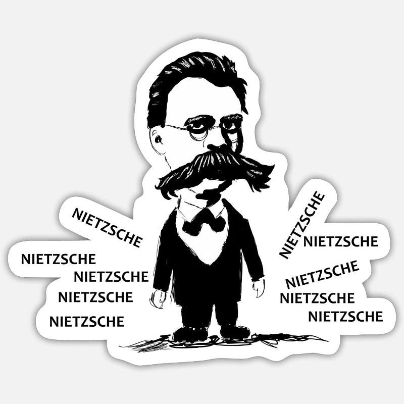 Nietzsche - Sticker taille S (10 x 10 cm) - blanc mat