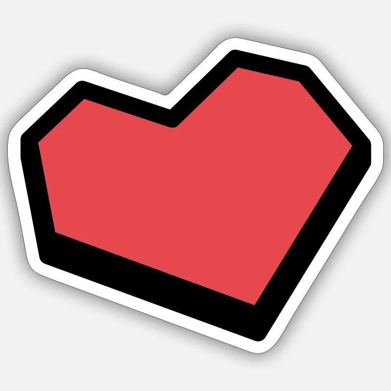 coarse angular red heart - Sticker size S (10 x 10 cm) - white matte