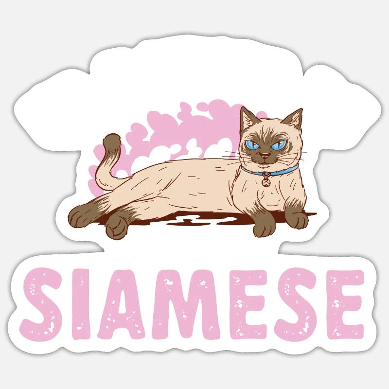 Chat siamois - Sticker taille S (10 x 10 cm) - blanc mat