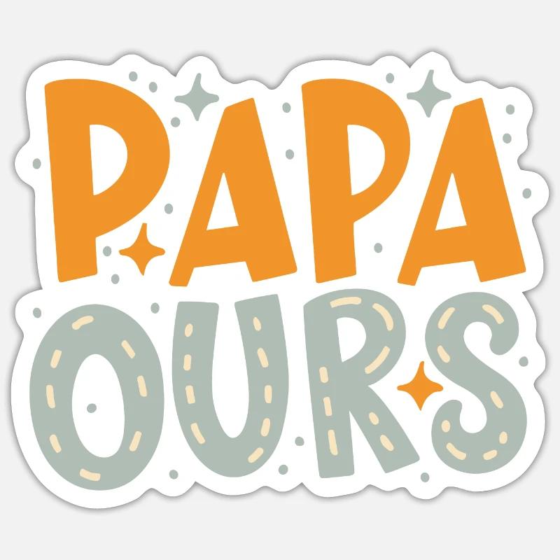 Papa ours - Sticker taille S (10 x 10 cm) - blanc mat