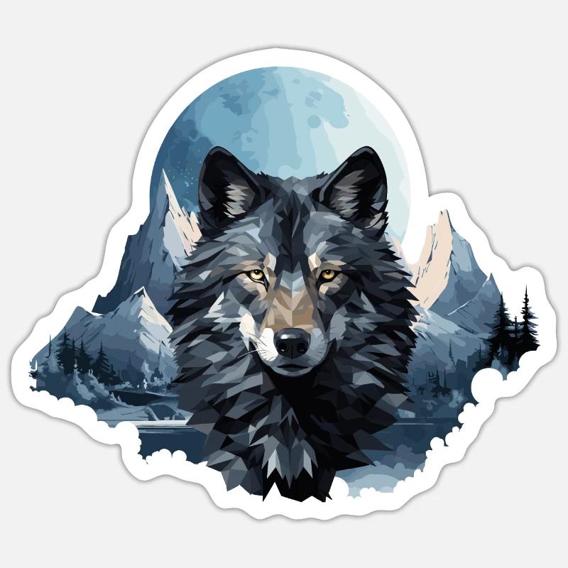 Le design de Wolf dans le style polygonal Sticker taille S (10 x 10 cm)