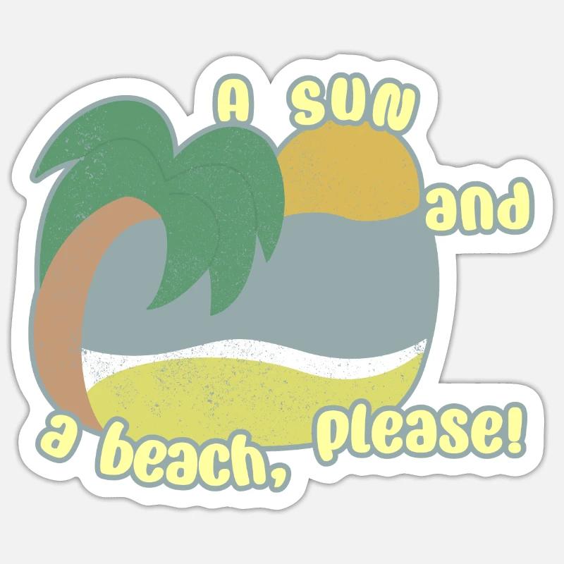 Soleil et plage - Sticker taille S (10 x 10 cm) - blanc mat