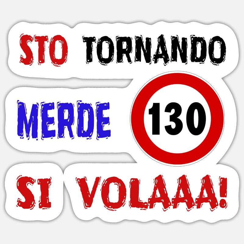 stampa simpatica sto tornando merde 130 si volaaaa - Sticker formato S (10 x 10 cm) - bianco opaco