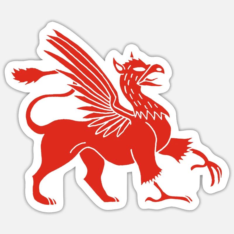Griffon rouge - Sticker taille S (10 x 10 cm) - blanc mat