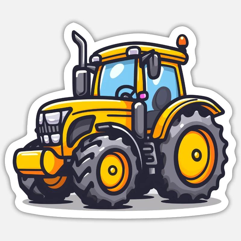 Niedlicher Traktor - Sticker Größe S (10 x 10 cm) - Mattweiß