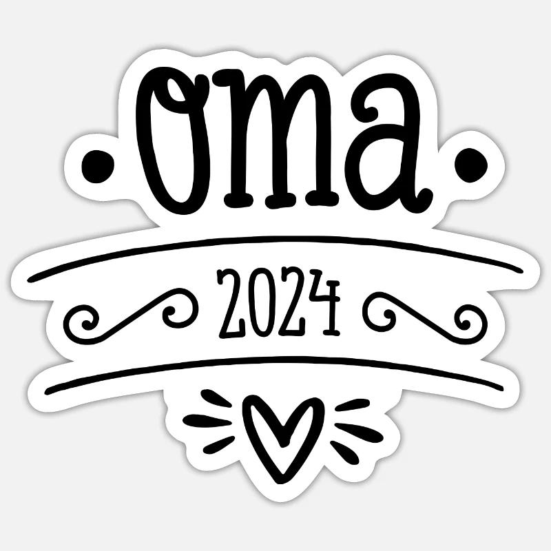 Oma 2024 Geschenk werdende Großmutter Sticker Größe S (10 x 10 cm)