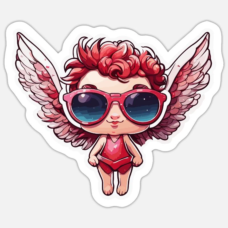 Cupidon / Amour / Flèche / Coeur / Saint Valentin Sticker taille S (10 x 10 cm)