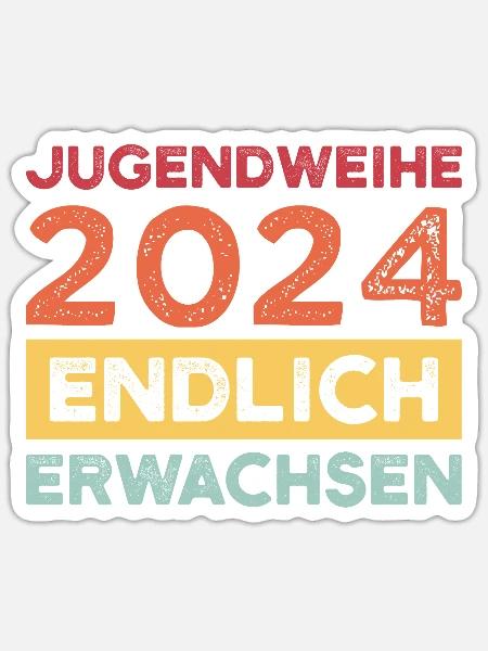 Jugendweihe 2024 Jugend Konfirmation Geschenk - Sticker Größe S (10 x 10 cm) - Mattweiß
