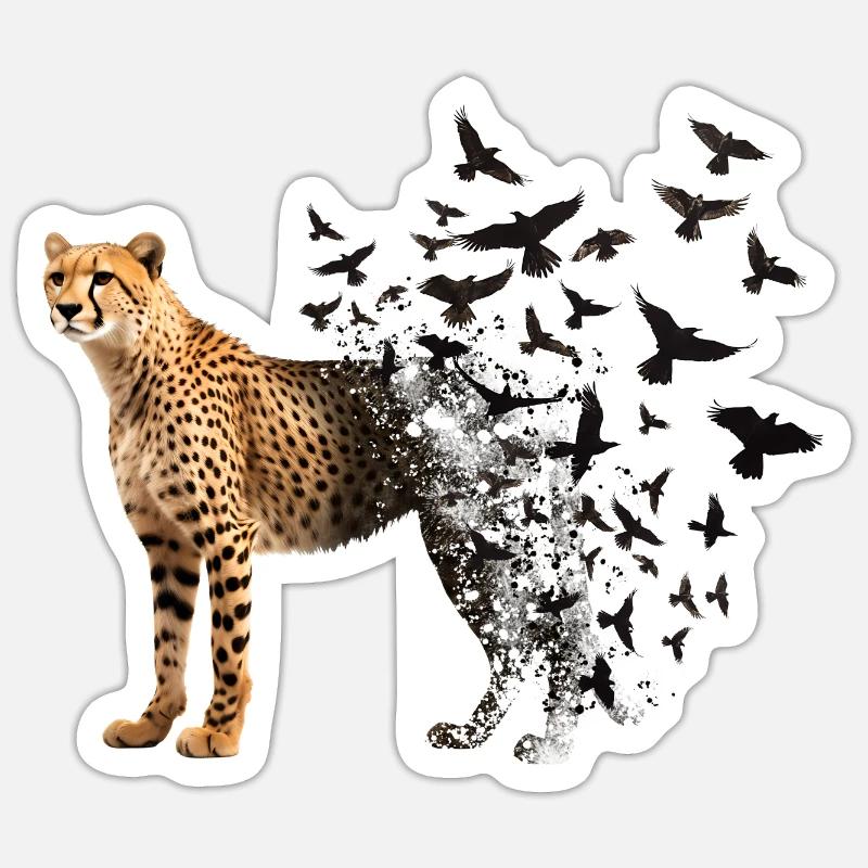 Guépard - Sticker taille S (10 x 10 cm) - blanc mat