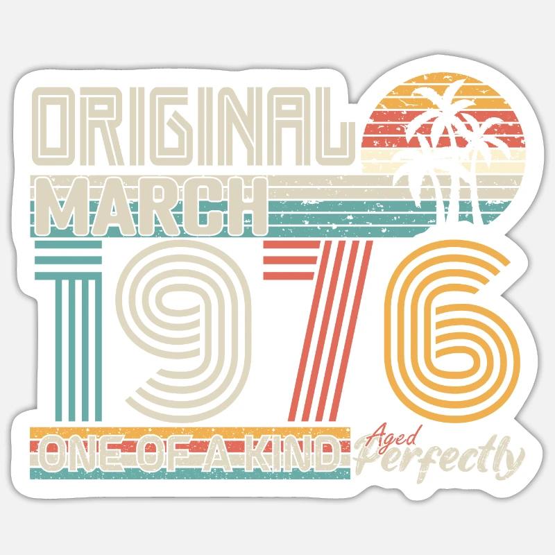 Mars 1976 anniversaire Mars 1976 cadeau - Sticker taille S (10 x 10 cm) - blanc mat