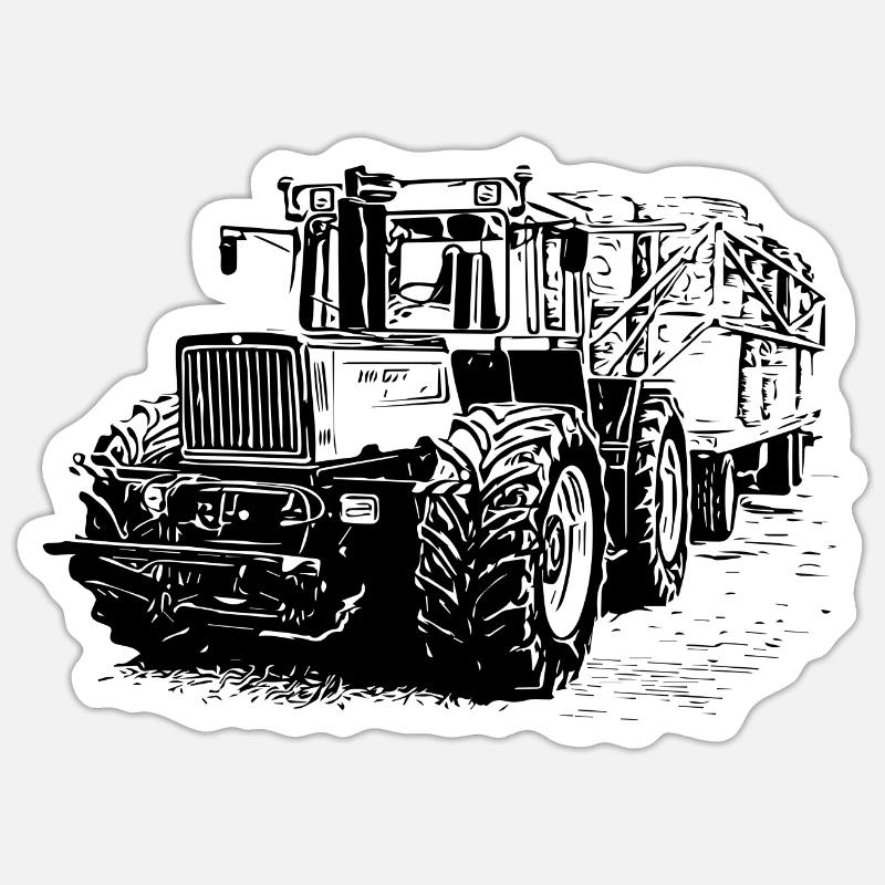 Alter MB trac 1300 TRAKTOR mit Strohanhänger - Sticker Größe S (10 x 10 cm) - Mattweiß