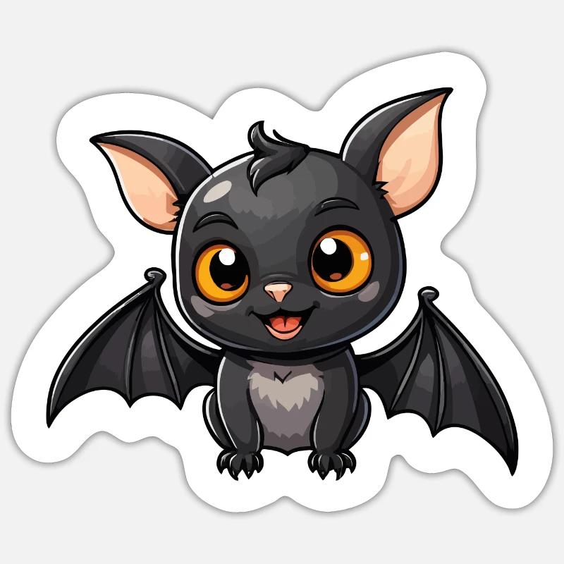 Illustration mignonne de chauve-souris - Sticker taille S (10 x 10 cm) - blanc mat