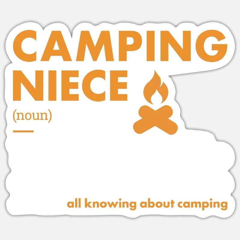 Camper Niece Définition Camping - Sticker taille S (10 x 10 cm) - blanc mat