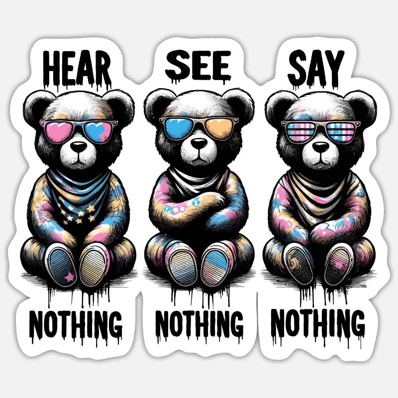 Hear See Say Nothing - Sticker size S (10 x 10 cm) - white matte