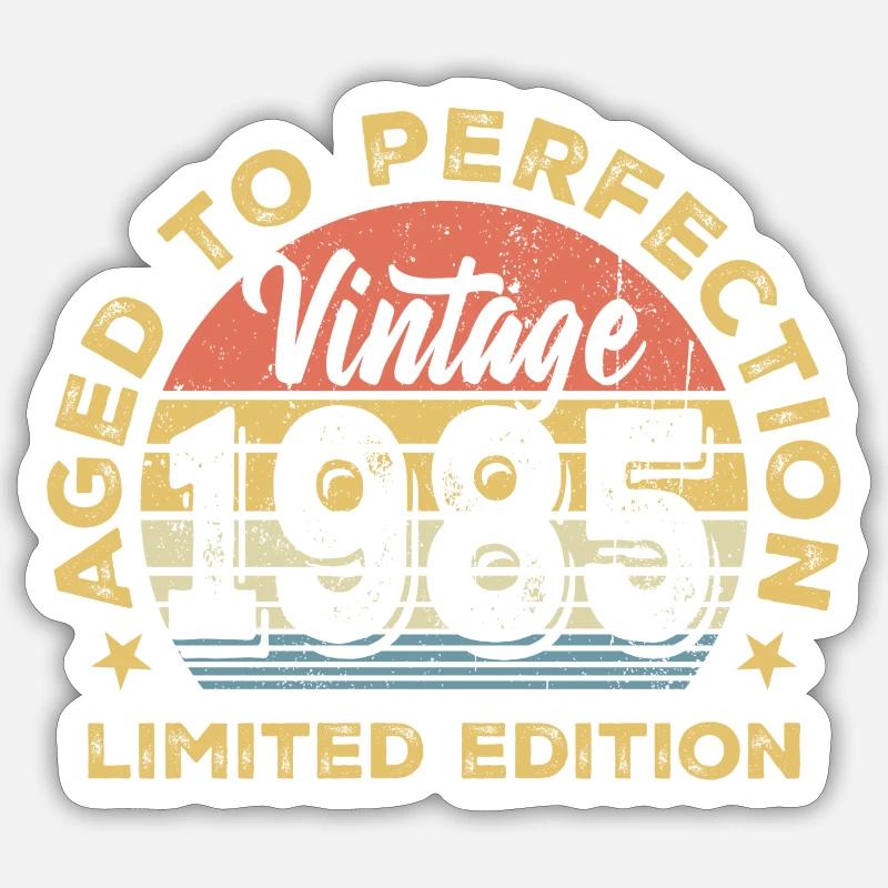 Millésime 1985 Édition Limitée Badge - Sticker taille S (10 x 10 cm) - blanc mat