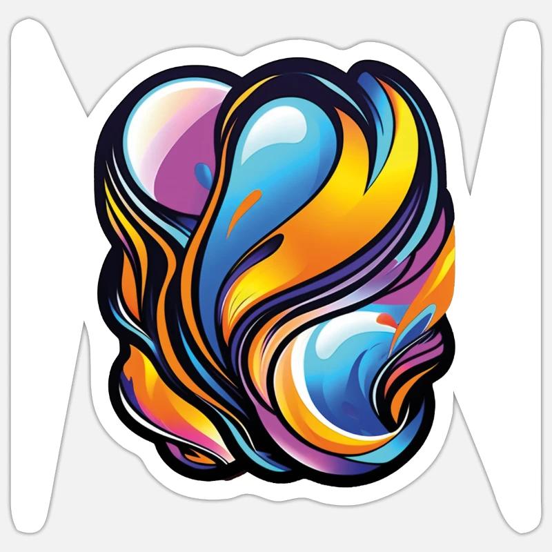Expression créative : des vagues d’inspiration colorées Sticker taille S (10 x 10 cm)