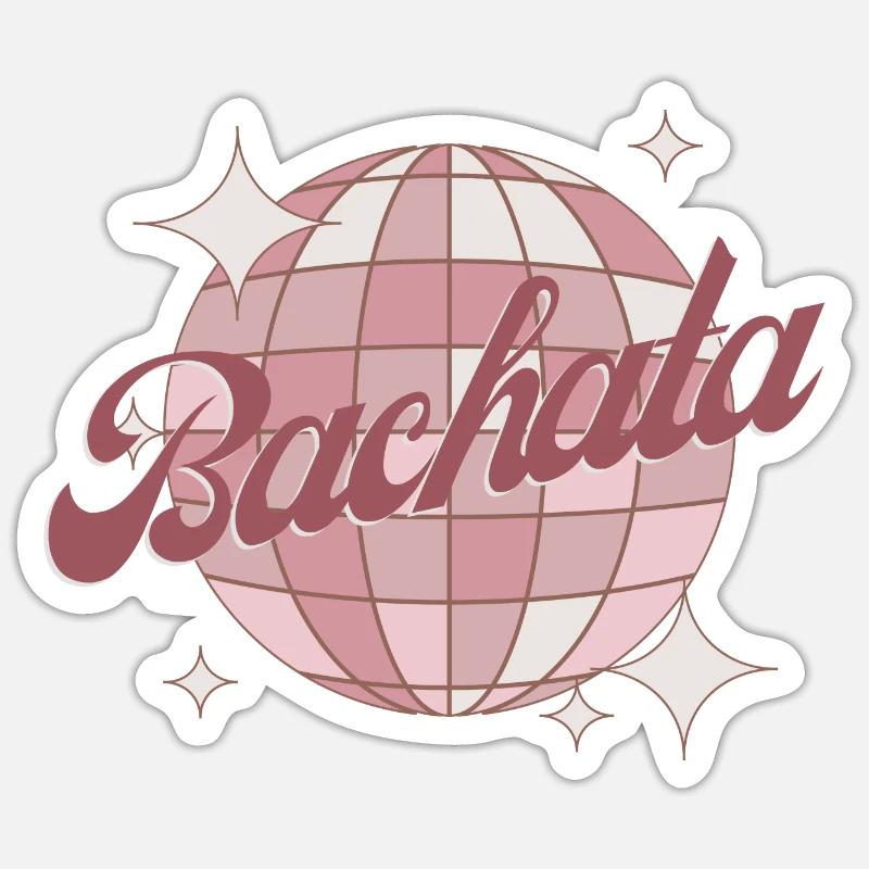 Bachata Tanz Retro Comic Diskokugel rosa Sticker Größe S (10 x 10 cm)