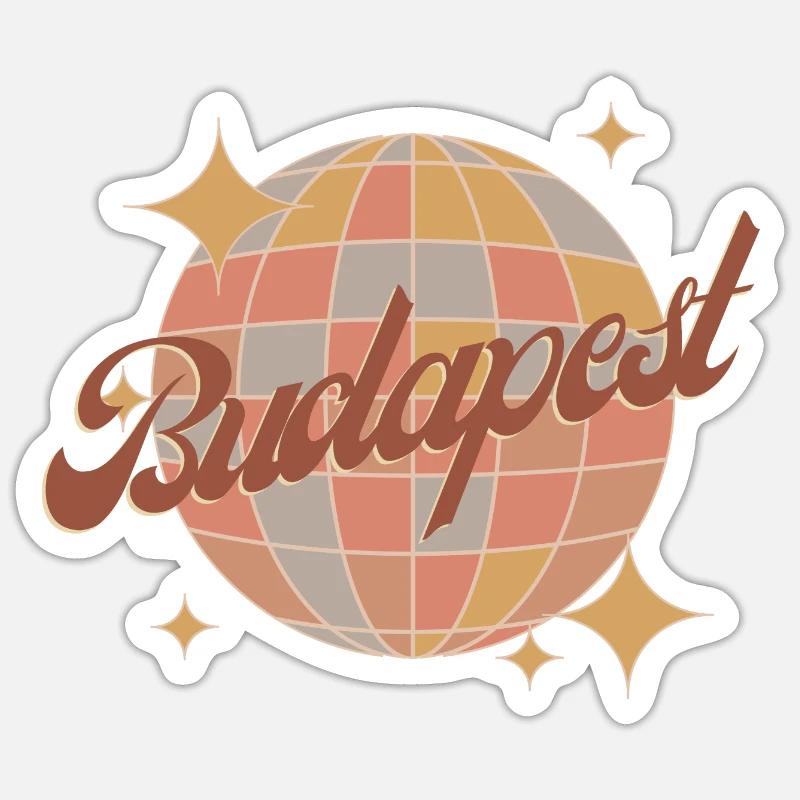 Budapest Retro Vintage Design Diskokugel Sticker Größe S (10 x 10 cm)