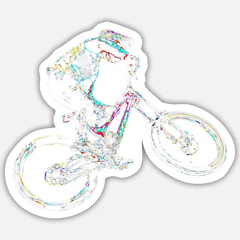 vtt descente - Sticker taille S (10 x 10 cm) - blanc mat