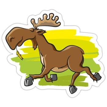 Lustiger Elch - Sticker Größe S (10 x 10 cm) - Mattweiß - Vorne