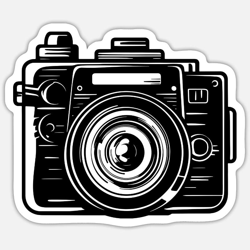 Camera Drawing - Sticker size S (10 x 10 cm) - white matte