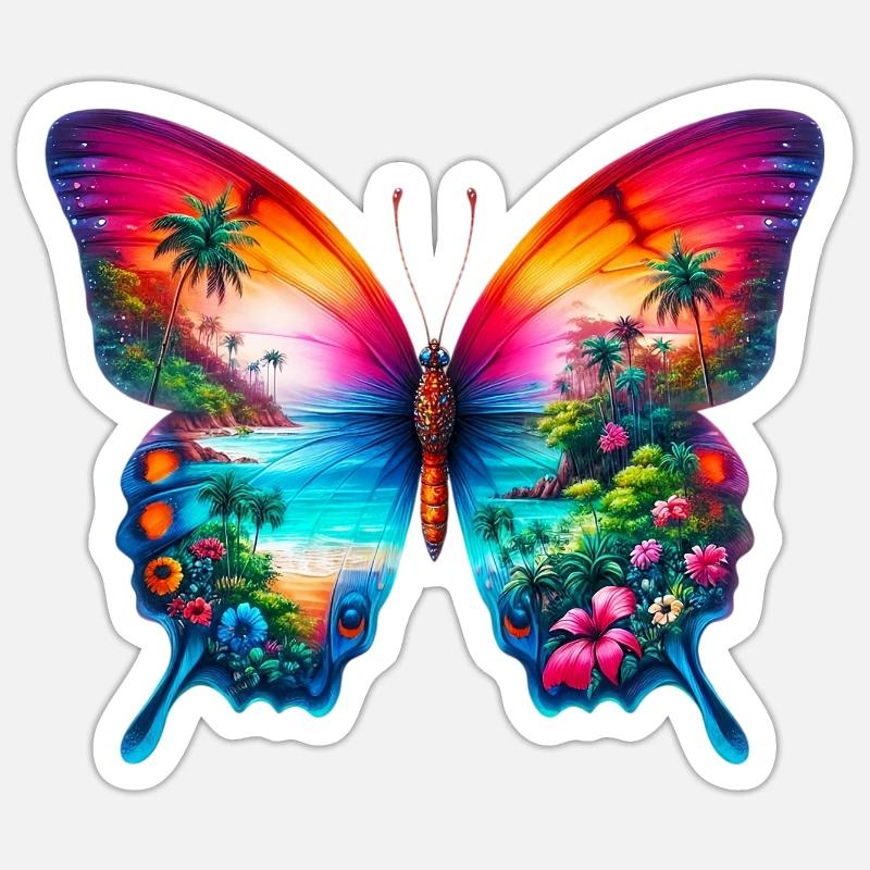 Schmetterling - Sticker Größe S (10 x 10 cm) - Mattweiß