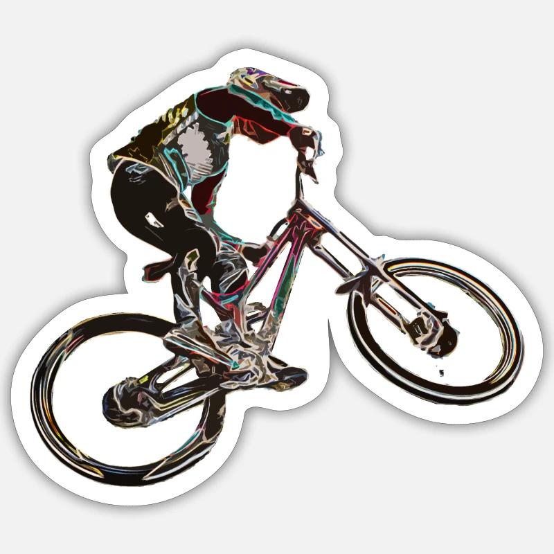 vtt descente - Sticker taille S (10 x 10 cm) - blanc mat