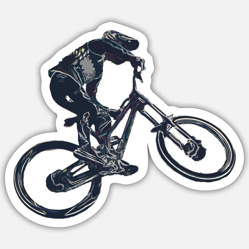 vtt descente - Sticker taille S (10 x 10 cm) - blanc mat