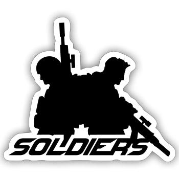 2 Soldiers Crew War Team Freedom Soldier Fighter - Sticker size S (10 x 10 cm) - white matte - Front