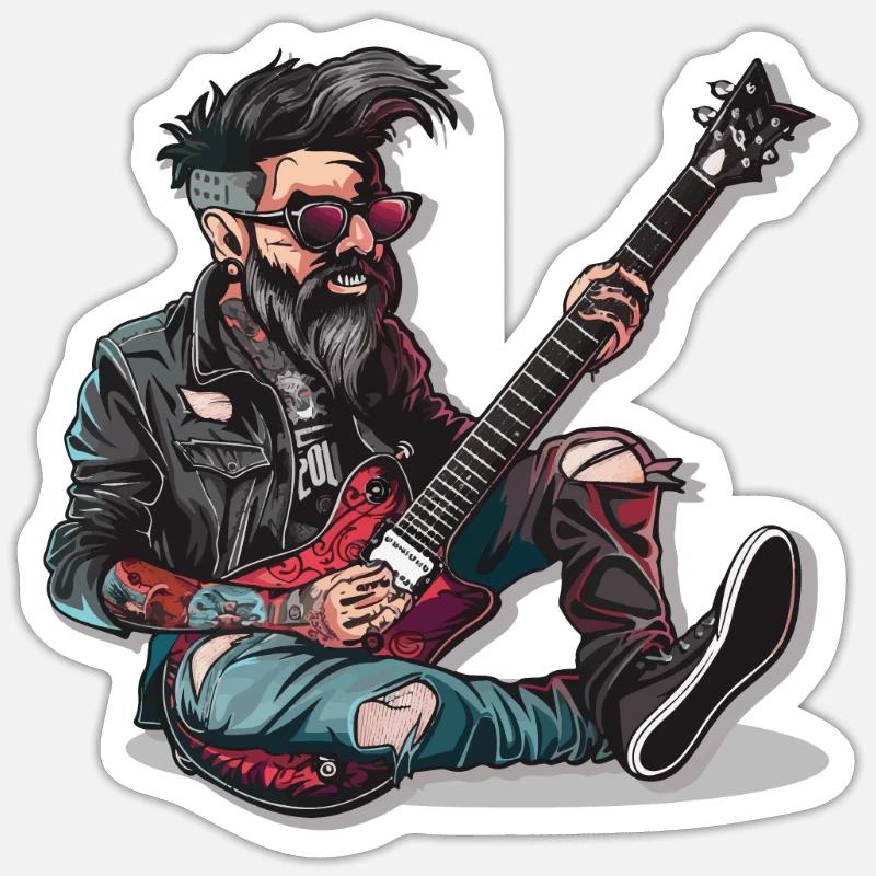 Rock - Rock and Roll - Sticker taille S (10 x 10 cm) - blanc mat