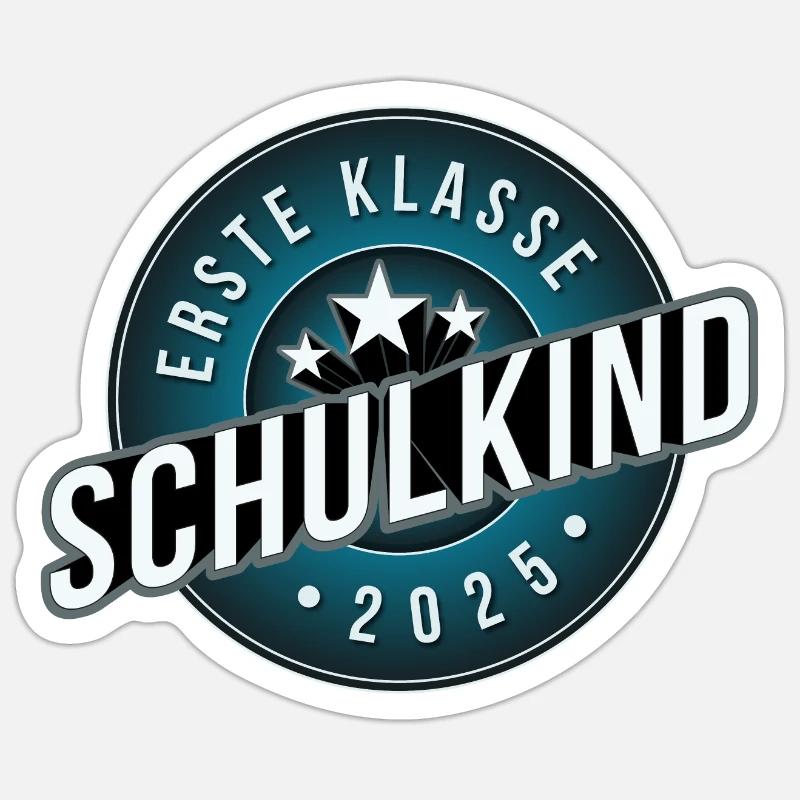 Einschulung schulkind blau 2025 Jungs erste Klasse - Sticker Größe S (10 x 10 cm) - Mattweiß