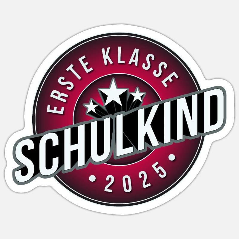 Erste Klasse schulkind 2025 mädchen rosa - Sticker Größe S (10 x 10 cm) - Mattweiß