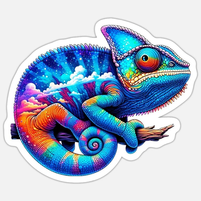 Caméléon - Sticker taille S (10 x 10 cm) - blanc mat